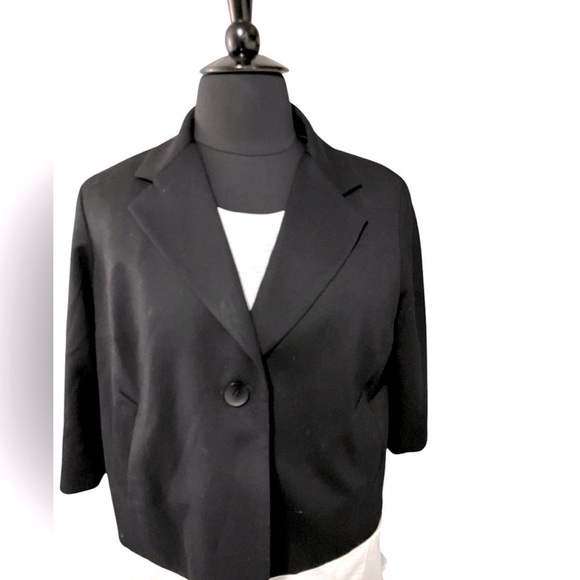 TALBOTS Elegant Career 99% Black Wool One Button Blazer Jacket Plus 16 Petite - Picture 11 of 12